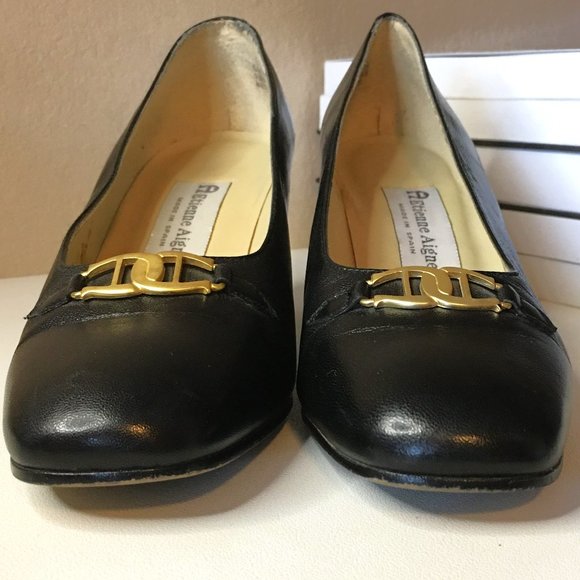 ETIENNE AIGNER Black Leather "Monte Carlo" Block Heel Pumps   7M - Picture 5 of 14